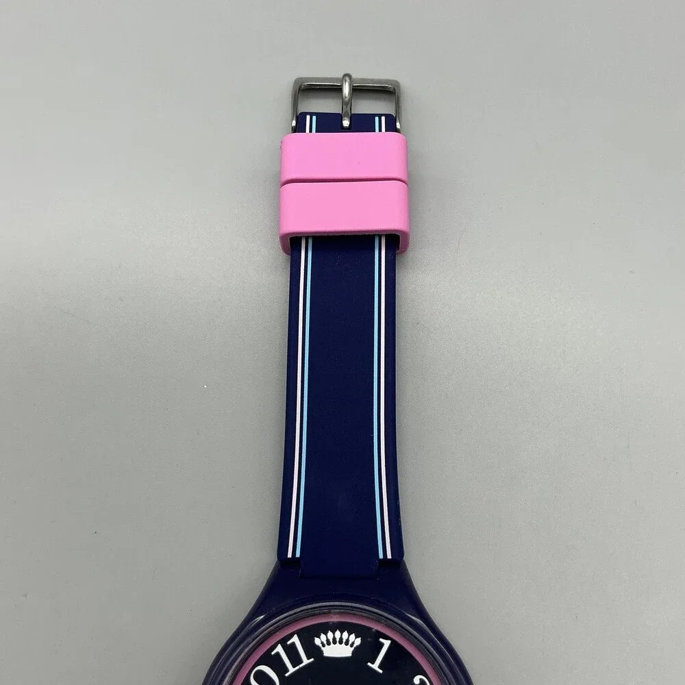 Juicy Couture Womens Watch 38mm Blue Pink Dial Navy New Battery